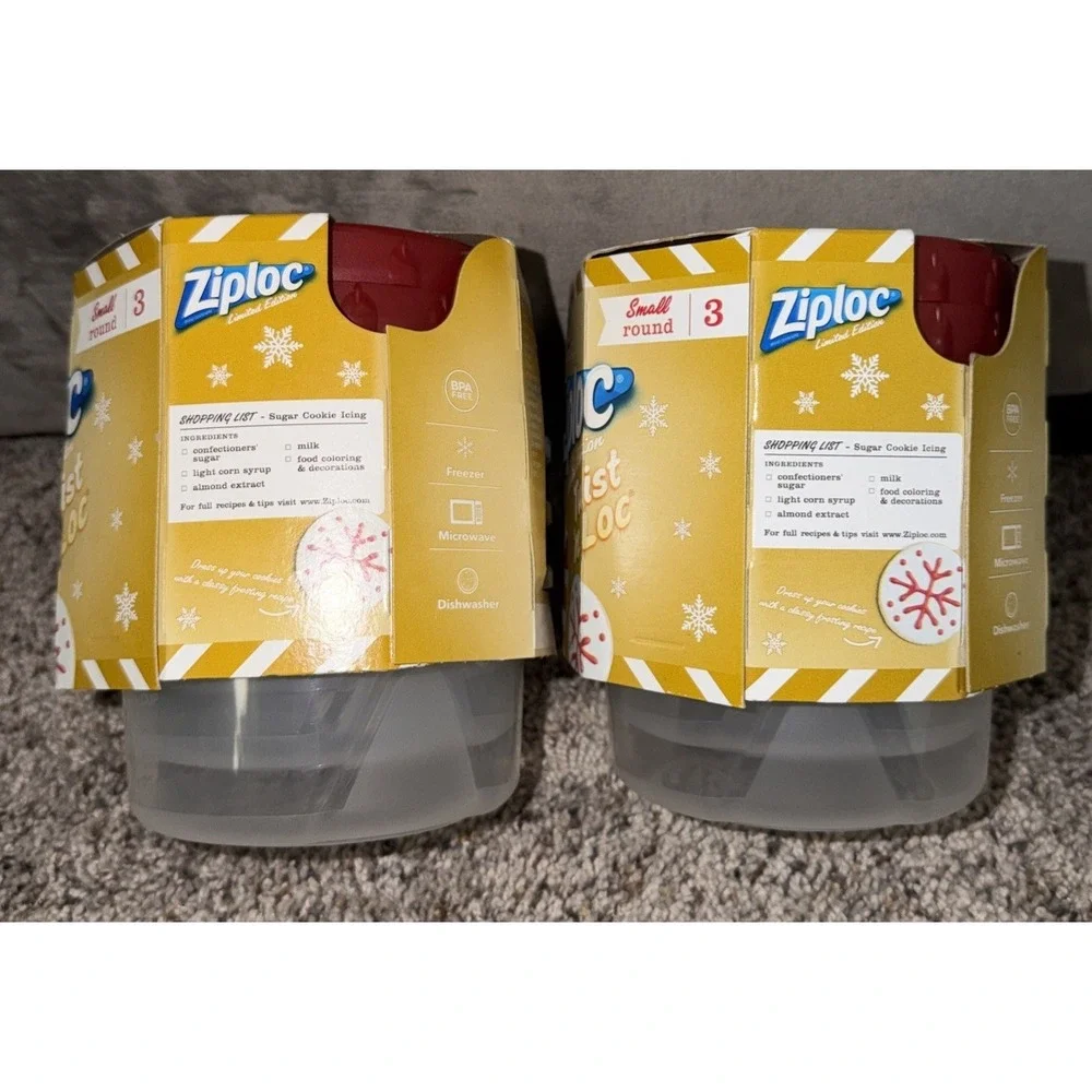 Ziploc Twist N Loc Small‎ Round (2) Medium Storage Containers New 1 PT 2015